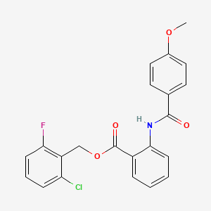 molecular formula C22H17ClFNO4 B3622360 2-chloro-6-fluorobenzyl 2-[(4-methoxybenzoyl)amino]benzoate 