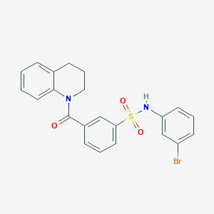 molecular formula C22H19BrN2O3S B3622481 N-(3-bromophenyl)-3-(3,4-dihydro-2H-quinoline-1-carbonyl)benzenesulfonamide 