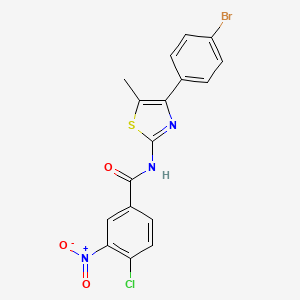 molecular formula C17H11BrClN3O3S B3622726 N-[4-(4-bromophenyl)-5-methyl-1,3-thiazol-2-yl]-4-chloro-3-nitrobenzamide 