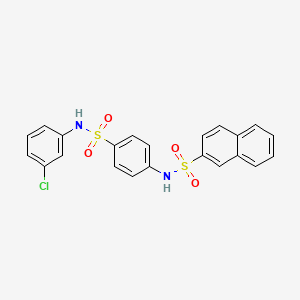 molecular formula C22H17ClN2O4S2 B3622816 N-(4-{[(3-chlorophenyl)amino]sulfonyl}phenyl)-2-naphthalenesulfonamide 