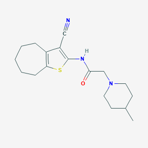 N-{3-cyano-4H,5H,6H,7H,8H-cyclohepta[b]thiophen-2-yl}-2-(4-methylpiperidin-1-yl)acetamide