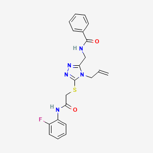 molecular formula C21H20FN5O2S B3623375 N-{[4-allyl-5-({2-[(2-fluorophenyl)amino]-2-oxoethyl}thio)-4H-1,2,4-triazol-3-yl]methyl}benzamide 
