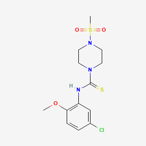 molecular formula C13H18ClN3O3S2 B3623424 N-(5-chloro-2-methoxyphenyl)-4-(methylsulfonyl)-1-piperazinecarbothioamide 