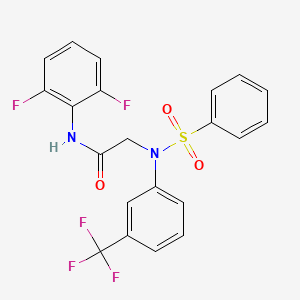 molecular formula C21H15F5N2O3S B3623544 N~1~-(2,6-difluorophenyl)-N~2~-(phenylsulfonyl)-N~2~-[3-(trifluoromethyl)phenyl]glycinamide 