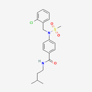 molecular formula C20H25ClN2O3S B3623591 4-[(2-chlorophenyl)methyl-methylsulfonylamino]-N-(3-methylbutyl)benzamide 