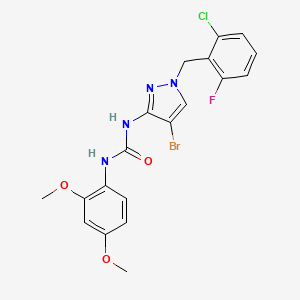 molecular formula C19H17BrClFN4O3 B3623864 N-[4-bromo-1-(2-chloro-6-fluorobenzyl)-1H-pyrazol-3-yl]-N'-(2,4-dimethoxyphenyl)urea 
