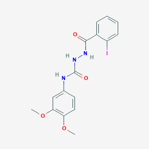 molecular formula C16H16IN3O4 B3624226 N-(3,4-dimethoxyphenyl)-2-(2-iodobenzoyl)hydrazinecarboxamide 