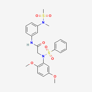 molecular formula C24H27N3O7S2 B3624242 N~2~-(2,5-dimethoxyphenyl)-N~1~-{3-[methyl(methylsulfonyl)amino]phenyl}-N~2~-(phenylsulfonyl)glycinamide 