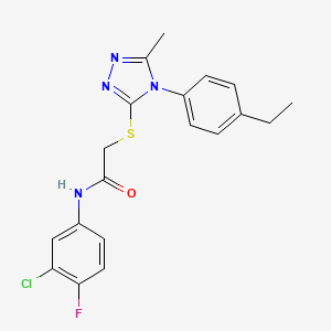 molecular formula C19H18ClFN4OS B3624250 N-(3-chloro-4-fluorophenyl)-2-{[4-(4-ethylphenyl)-5-methyl-4H-1,2,4-triazol-3-yl]thio}acetamide 