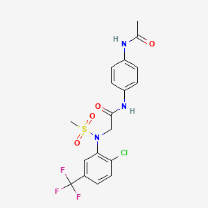 molecular formula C18H17ClF3N3O4S B3624375 N-(4-acetamidophenyl)-2-[2-chloro-N-methylsulfonyl-5-(trifluoromethyl)anilino]acetamide 