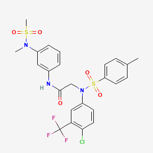 molecular formula C24H23ClF3N3O5S2 B3624394 N~2~-[4-chloro-3-(trifluoromethyl)phenyl]-N~1~-{3-[methyl(methylsulfonyl)amino]phenyl}-N~2~-[(4-methylphenyl)sulfonyl]glycinamide 