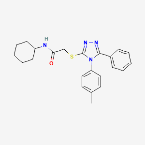 molecular formula C23H26N4OS B3624406 N-cyclohexyl-2-{[4-(4-methylphenyl)-5-phenyl-4H-1,2,4-triazol-3-yl]thio}acetamide 