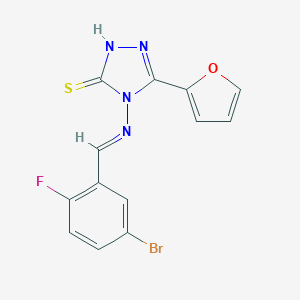 4-[(5-bromo-2-fluorobenzylidene)amino]-5-(2-furyl)-4H-1,2,4-triazol-3-yl hydrosulfide