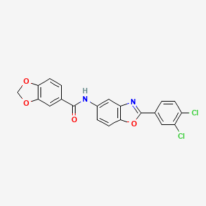 molecular formula C21H12Cl2N2O4 B3624801 N-[2-(3,4-dichlorophenyl)-1,3-benzoxazol-5-yl]-1,3-benzodioxole-5-carboxamide 