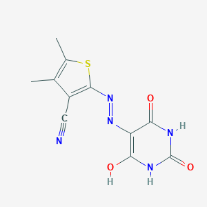 4,5-dimethyl-2-(2-(2,4,6-trioxotetrahydropyrimidin-5(2H)-ylidene)hydrazinyl)thiophene-3-carbonitrile
