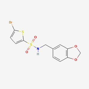 molecular formula C12H10BrNO4S2 B3624905 N-(1,3-benzodioxol-5-ylmethyl)-5-bromothiophene-2-sulfonamide 