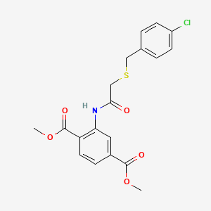 molecular formula C19H18ClNO5S B3624958 dimethyl 2-({[(4-chlorobenzyl)thio]acetyl}amino)terephthalate 