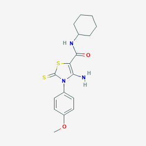molecular formula C17H21N3O2S2 B362519 4-amino-N-cyclohexyl-3-(4-methoxyphenyl)-2-thioxo-2,3-dihydro-1,3-thiazole-5-carboxamide CAS No. 692263-45-9