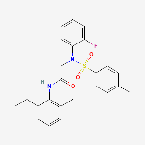 molecular formula C25H27FN2O3S B3625217 N~2~-(2-fluorophenyl)-N~1~-(2-isopropyl-6-methylphenyl)-N~2~-[(4-methylphenyl)sulfonyl]glycinamide 