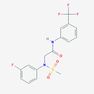 molecular formula C16H14F4N2O3S B3625246 N~2~-(3-fluorophenyl)-N~2~-(methylsulfonyl)-N~1~-[3-(trifluoromethyl)phenyl]glycinamide 