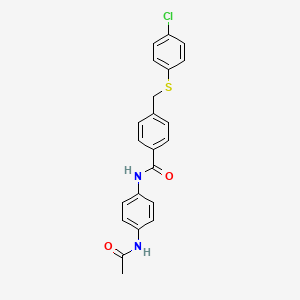 molecular formula C22H19ClN2O2S B3625320 N-[4-(acetylamino)phenyl]-4-{[(4-chlorophenyl)thio]methyl}benzamide 