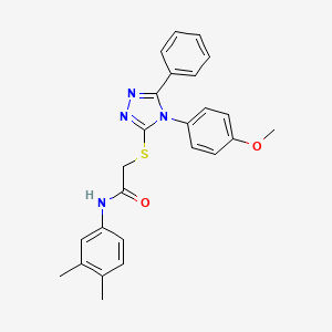 molecular formula C25H24N4O2S B3625327 N-(3,4-dimethylphenyl)-2-{[4-(4-methoxyphenyl)-5-phenyl-4H-1,2,4-triazol-3-yl]thio}acetamide 