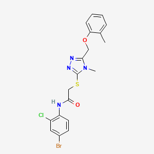 molecular formula C19H18BrClN4O2S B3625341 N-(4-bromo-2-chlorophenyl)-2-({4-methyl-5-[(2-methylphenoxy)methyl]-4H-1,2,4-triazol-3-yl}sulfanyl)acetamide 