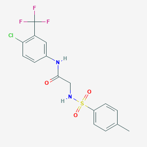 molecular formula C16H14ClF3N2O3S B3625347 N-[4-chloro-3-(trifluoromethyl)phenyl]-2-[(4-methylphenyl)sulfonylamino]acetamide 