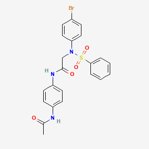 molecular formula C22H20BrN3O4S B3625389 N~1~-[4-(acetylamino)phenyl]-N~2~-(4-bromophenyl)-N~2~-(phenylsulfonyl)glycinamide 