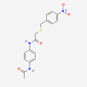 molecular formula C17H17N3O4S B3625409 N-(4-acetamidophenyl)-2-[(4-nitrophenyl)methylsulfanyl]acetamide 