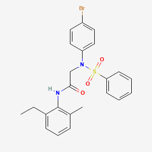 molecular formula C23H23BrN2O3S B3625464 N~2~-(4-bromophenyl)-N~1~-(2-ethyl-6-methylphenyl)-N~2~-(phenylsulfonyl)glycinamide 
