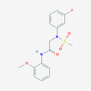 molecular formula C16H17FN2O4S B3625496 N~2~-(3-fluorophenyl)-N~1~-(2-methoxyphenyl)-N~2~-(methylsulfonyl)glycinamide 