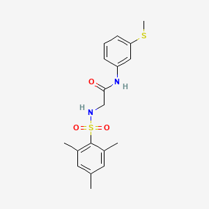 molecular formula C18H22N2O3S2 B3625510 N-(3-methylsulfanylphenyl)-2-[(2,4,6-trimethylphenyl)sulfonylamino]acetamide 