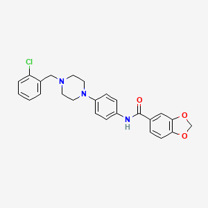 molecular formula C25H24ClN3O3 B3625537 N-{4-[4-(2-chlorobenzyl)piperazin-1-yl]phenyl}-1,3-benzodioxole-5-carboxamide 