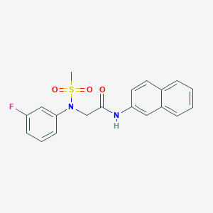 molecular formula C19H17FN2O3S B3625552 N~2~-(3-fluorophenyl)-N~2~-(methylsulfonyl)-N~1~-2-naphthylglycinamide 