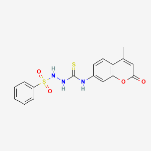 molecular formula C17H15N3O4S2 B3625619 N-(4-methyl-2-oxo-2H-chromen-7-yl)-2-(phenylsulfonyl)hydrazinecarbothioamide 