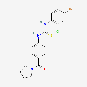 molecular formula C18H17BrClN3OS B3625630 N-(4-bromo-2-chlorophenyl)-N'-[4-(1-pyrrolidinylcarbonyl)phenyl]thiourea 