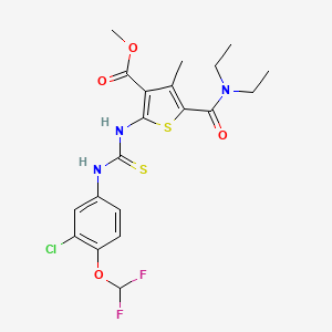 molecular formula C20H22ClF2N3O4S2 B3625667 methyl 2-[({[3-chloro-4-(difluoromethoxy)phenyl]amino}carbonothioyl)amino]-5-[(diethylamino)carbonyl]-4-methyl-3-thiophenecarboxylate 