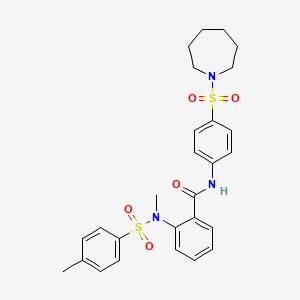 molecular formula C27H31N3O5S2 B3625755 N-[4-(1-azepanylsulfonyl)phenyl]-2-{methyl[(4-methylphenyl)sulfonyl]amino}benzamide 