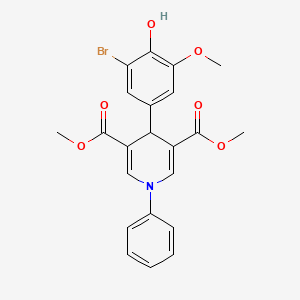 molecular formula C22H20BrNO6 B3625858 dimethyl 4-(3-bromo-4-hydroxy-5-methoxyphenyl)-1-phenyl-1,4-dihydro-3,5-pyridinedicarboxylate 