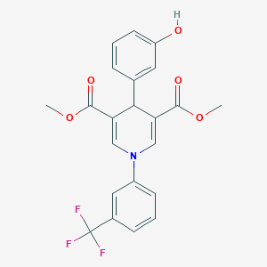 molecular formula C22H18F3NO5 B3625943 dimethyl 4-(3-hydroxyphenyl)-1-[3-(trifluoromethyl)phenyl]-1,4-dihydro-3,5-pyridinedicarboxylate 