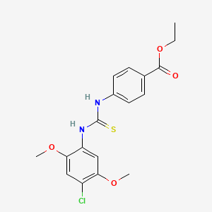 molecular formula C18H19ClN2O4S B3625962 ethyl 4-({[(4-chloro-2,5-dimethoxyphenyl)amino]carbonothioyl}amino)benzoate 