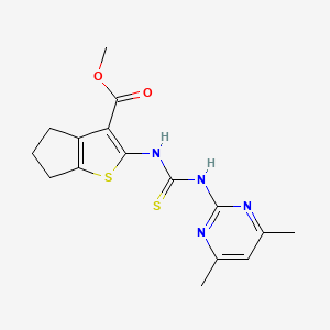 molecular formula C16H18N4O2S2 B3626034 methyl 2-({[(4,6-dimethyl-2-pyrimidinyl)amino]carbonothioyl}amino)-5,6-dihydro-4H-cyclopenta[b]thiophene-3-carboxylate 