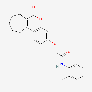 molecular formula C24H25NO4 B3626054 N-(2,6-DIMETHYLPHENYL)-2-({6-OXO-6H,7H,8H,9H,10H,11H-CYCLOHEPTA[C]CHROMEN-3-YL}OXY)ACETAMIDE 