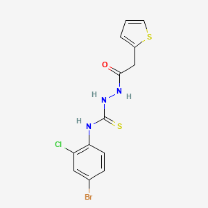 molecular formula C13H11BrClN3OS2 B3626103 N-(4-bromo-2-chlorophenyl)-2-(2-thienylacetyl)hydrazinecarbothioamide 