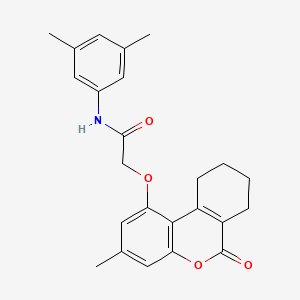 molecular formula C24H25NO4 B3626139 N-(3,5-dimethylphenyl)-2-[(3-methyl-6-oxo-7,8,9,10-tetrahydro-6H-benzo[c]chromen-1-yl)oxy]acetamide 