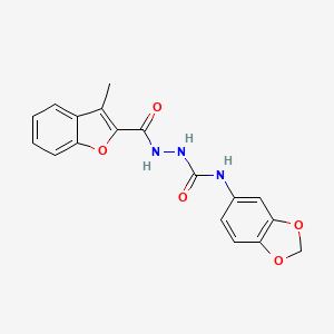 molecular formula C18H15N3O5 B3626168 N-1,3-benzodioxol-5-yl-2-[(3-methyl-1-benzofuran-2-yl)carbonyl]hydrazinecarboxamide 