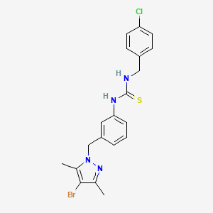 molecular formula C20H20BrClN4S B3626177 N-{3-[(4-bromo-3,5-dimethyl-1H-pyrazol-1-yl)methyl]phenyl}-N'-(4-chlorobenzyl)thiourea 