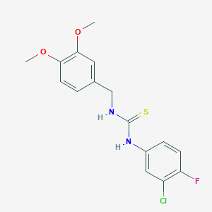 molecular formula C16H16ClFN2O2S B3626191 N-(3-chloro-4-fluorophenyl)-N'-(3,4-dimethoxybenzyl)thiourea 