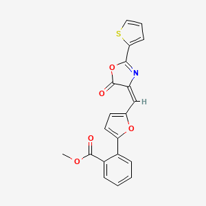 molecular formula C20H13NO5S B3626250 methyl 2-[5-[(E)-(5-oxo-2-thiophen-2-yl-1,3-oxazol-4-ylidene)methyl]furan-2-yl]benzoate 